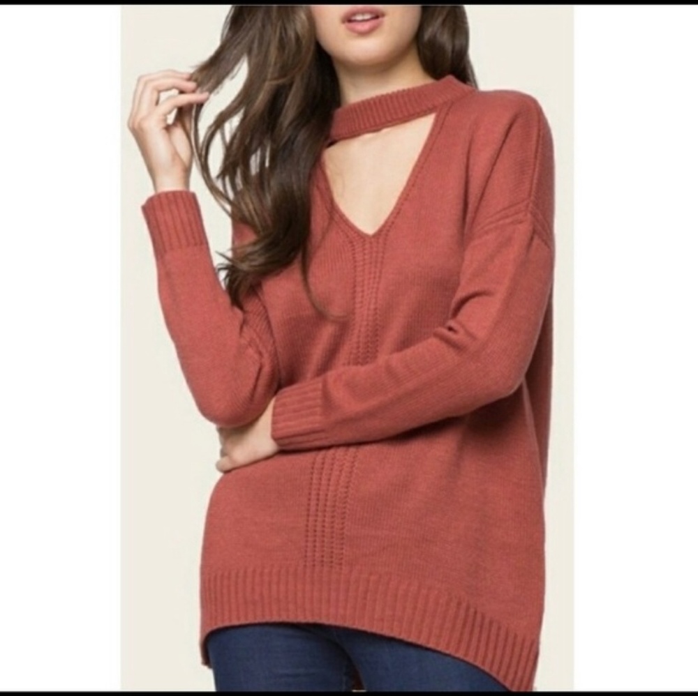 LAST 1! Brick tunic sweater with choker detail - Picture 4 of 5